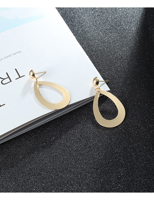 Fashion Gold Color Water Drop Shape Design Pure Color Earrings