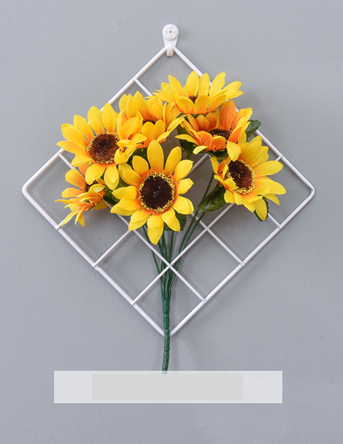 Fashion White+yellow Grid Shape Design Pure Color Ornament(with Sunflower)