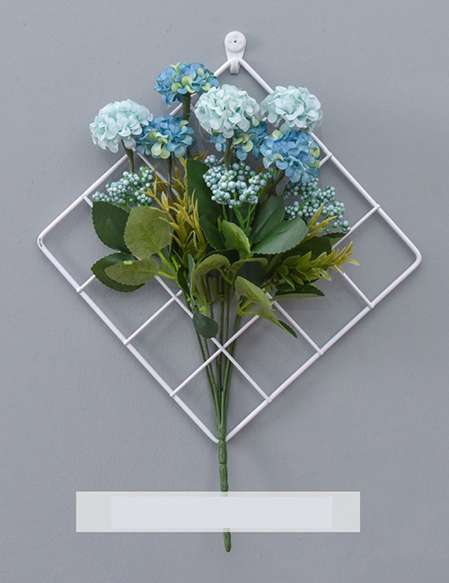 Fashion White+blue Grid Shape Design Pure Color Ornament(with Flower)