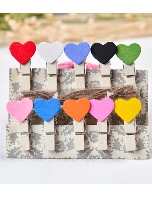 Fashion Multi-color Heart Shape Decorated Color Matching Clips(10pcs)