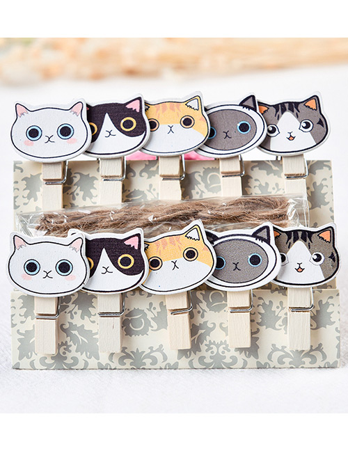 Fashion Multi-color Cartoon Cats Decorated Color Matching Clips(10pcs)