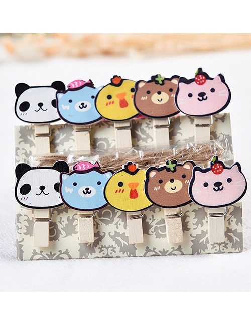 Fashion Multi-color Cartoon Bears Decorated Color Matching Clips(10pcs)
