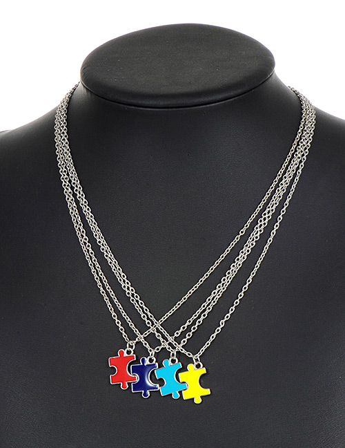 Fashion Multi-color Puzzle Pendant Decorated Necklace(4pcs)