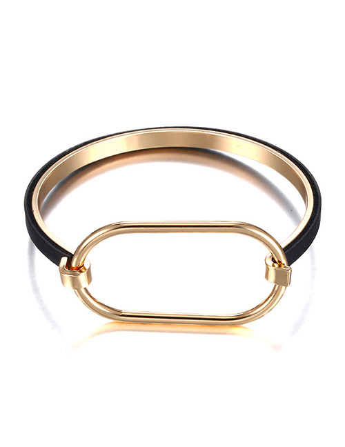 Fashion Gold Color+black Geometric Shape Design Pure Color Bracelet