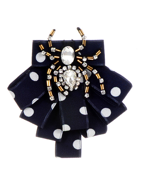 Elegant Navy Spider Shape Decorated Brooch