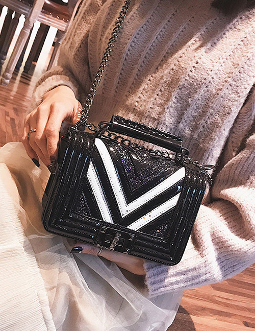 Fashion Black Stripe Shape Decorated Bag