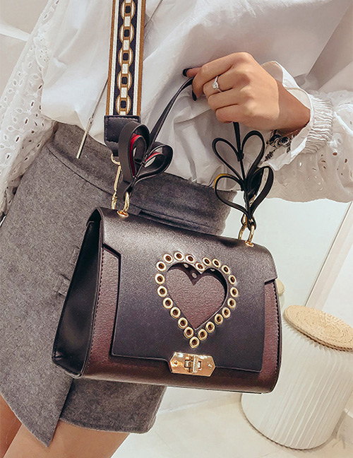 Fashion Black Heart Shape Decorated Bag