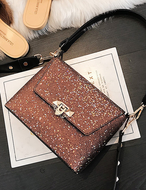 Fashion Brown Rivet Shape Decorated Bag