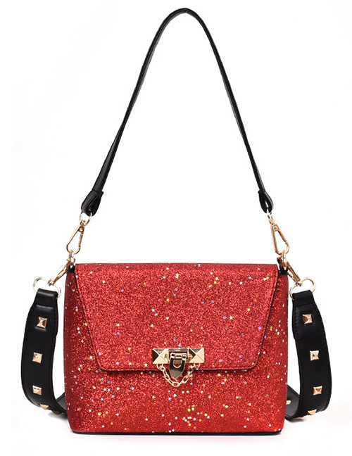 Fashion Red Rivet Shape Decorated Bag