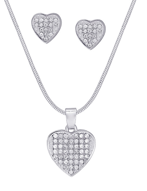 Lovely Silver Color Heart Shape Decorated Jewelry Sets