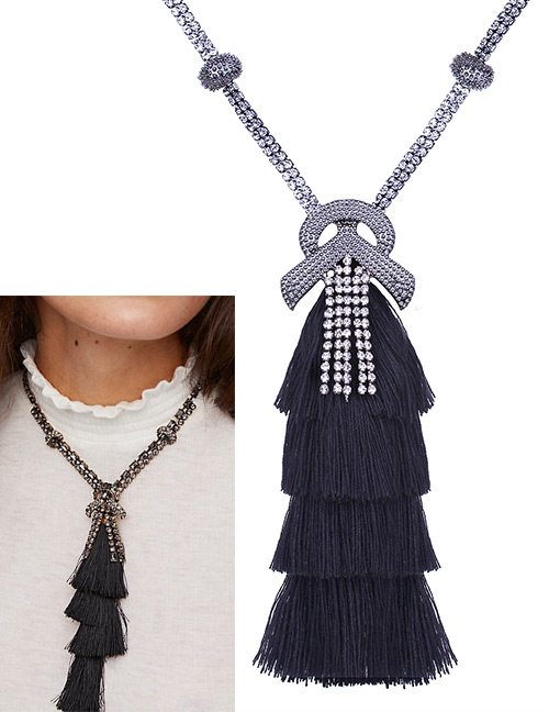 Bohemia Black Tassel Decorated Necklace