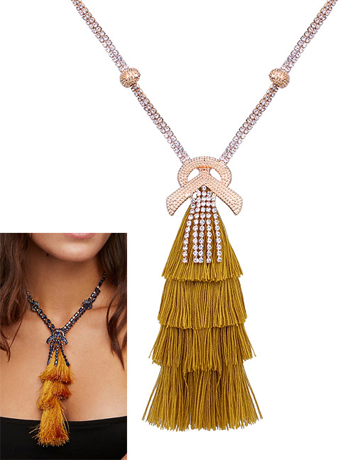 Bohemia Yellow Tassel Decorated Necklace