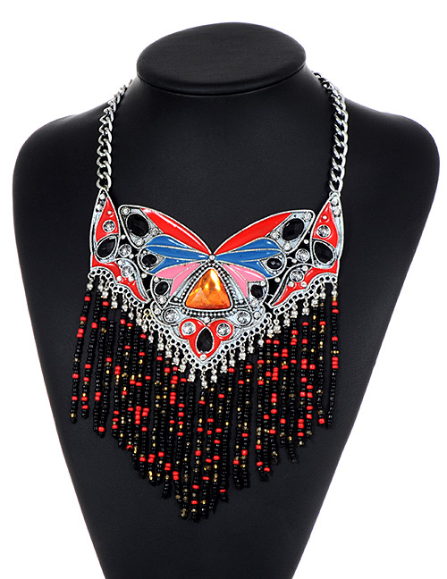 Fashion Red Butterfly Shape Decorated Necklace