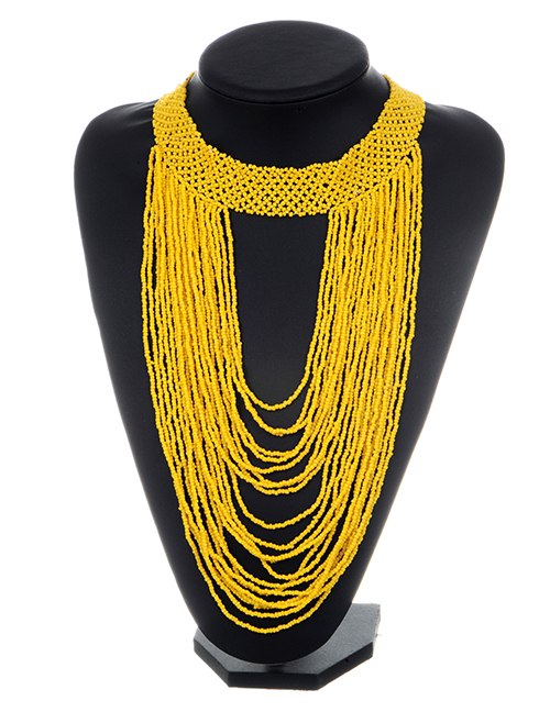 Fashion Yellow Bead Decorated Necklace