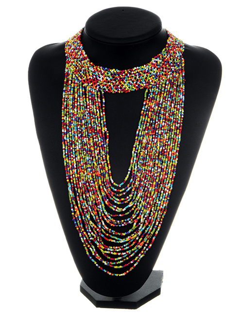 Fashion Multi-color Bead Decorated Necklace
