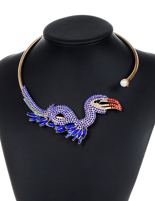 Fashion Sapphire Blue Bird Shape Decorated Choker