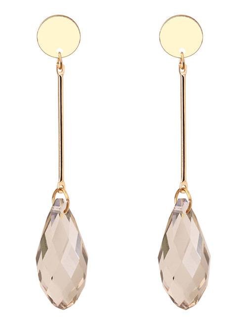 Elegant Light Gray Oval Shape Diamond Decorated Earrings