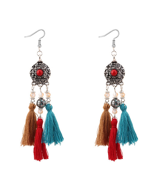 Bohemia Multi-color Tassel Decorated Earrings