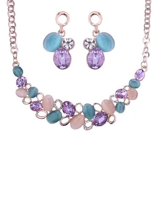 Elegant Multi-color Color-matching Decorated Jewelry Sets