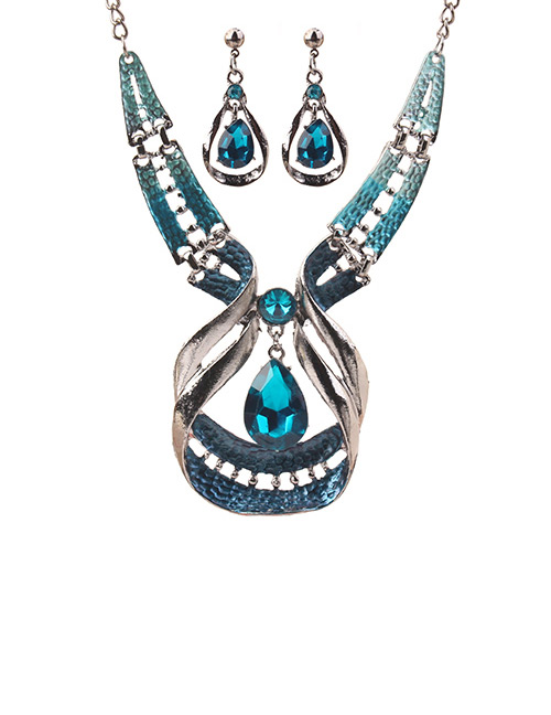 Elegant Blue Waterdrop Shape Decorated Jewelry Sets