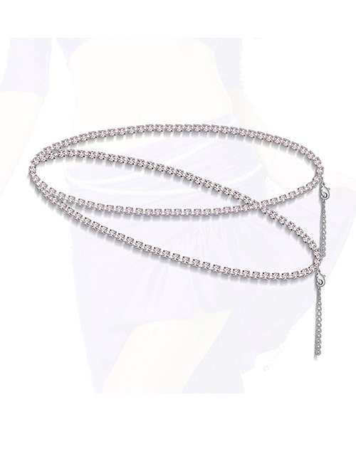 Fashion Silver Color Diamond Decorated Body Chain