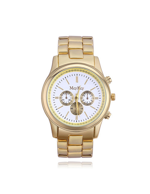 Elegant White Letter Pattern Decorated Simple Watch