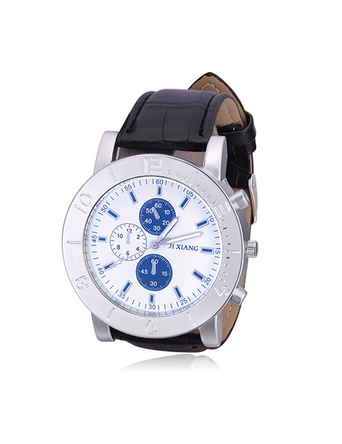 Elegant Black Three Dials Pattern Decorated Sports Watch