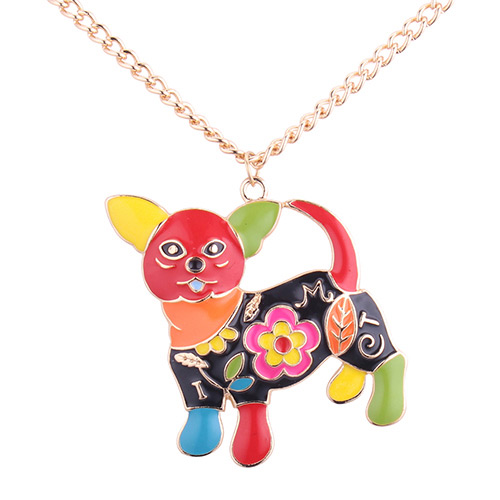 Fashion Multi-color Chihuahua Shape Decorated Necklace