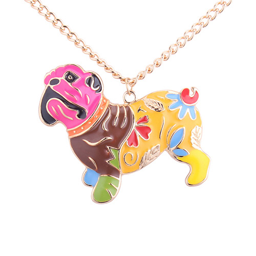 Fashion Multi-color Pug Shape Decorated Necklace