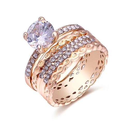 Fashion Gold Color Diamond Decorated Hollow Out Ring Sets