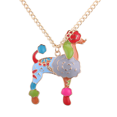 Fashion Multi-color Dog Pendant Decorated Long Necklace