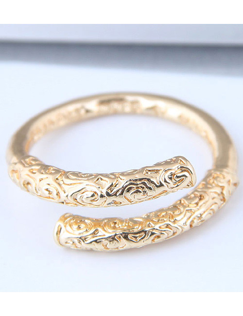 Vintage Gold Color Pure Color Decorated Ring