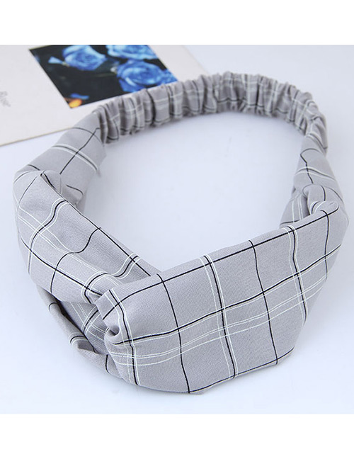 Sweet Gray Grid Pattern Decorated Hair Band