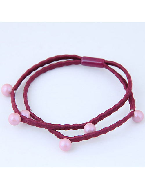 Sweet Red Pearls Decorated Double Layer Hair Band