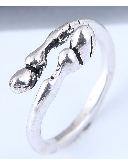 Vintage Antique Silver Bones Shape Design Simple Ring