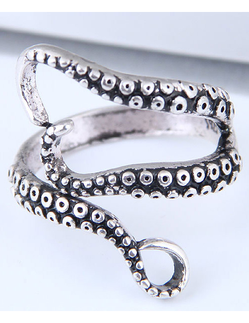 Vintage Antique Silver Irregular Shape Design Opening Ring