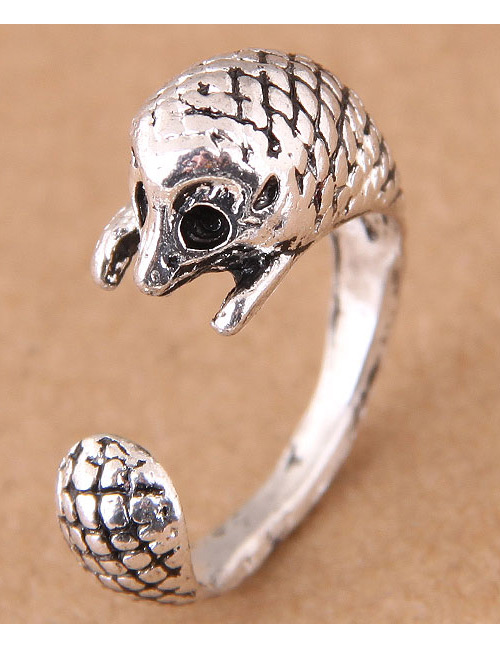 Vintage Antique Silver Hedgehog Shape Design Opening Ring