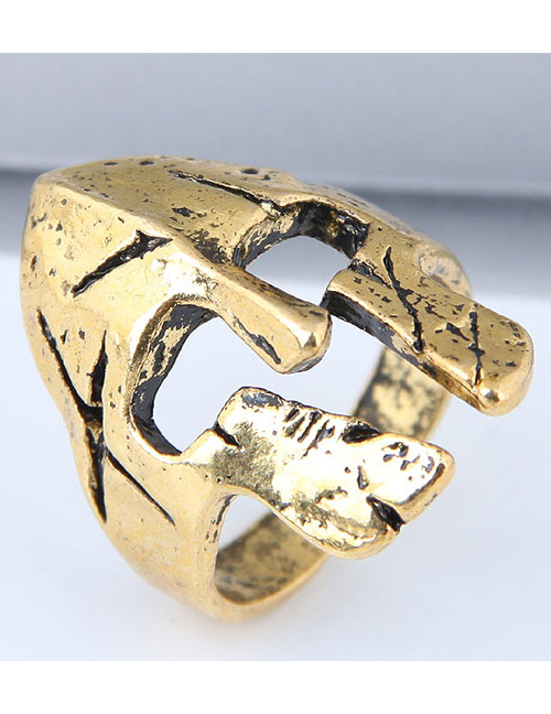 Vintage Gold Color Mask Shape Design Opening Ring