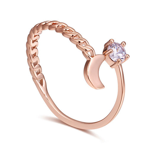 Fashion Rose Gold Moon Shape Deocrated Ring