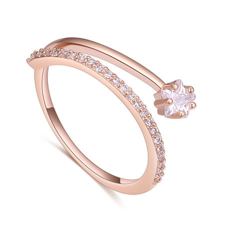 Fashion Rose Gold Flower Shape Decorated Ring