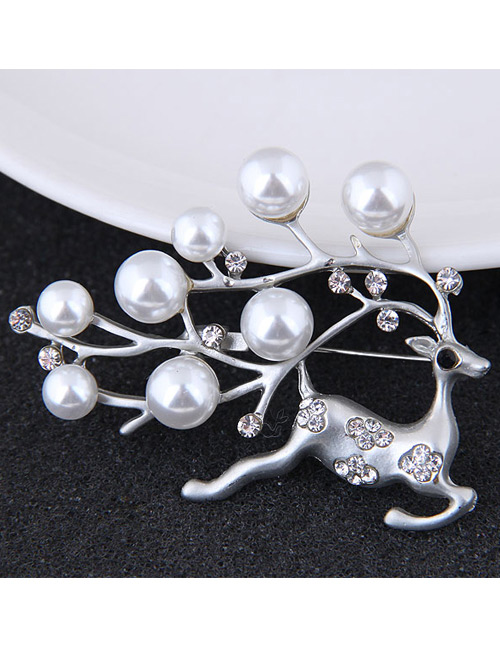 Fashion Silver Color Deer Shape Decorated Brooch
