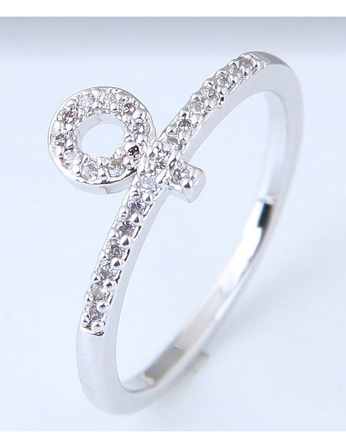 Fashion Silver Color Circular Ring Shape Decorated Ring