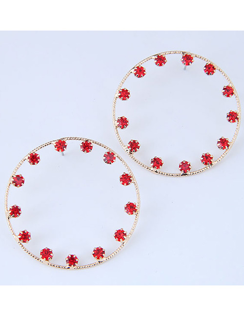 Fashion Red+black Round Shape Decorated Earrings