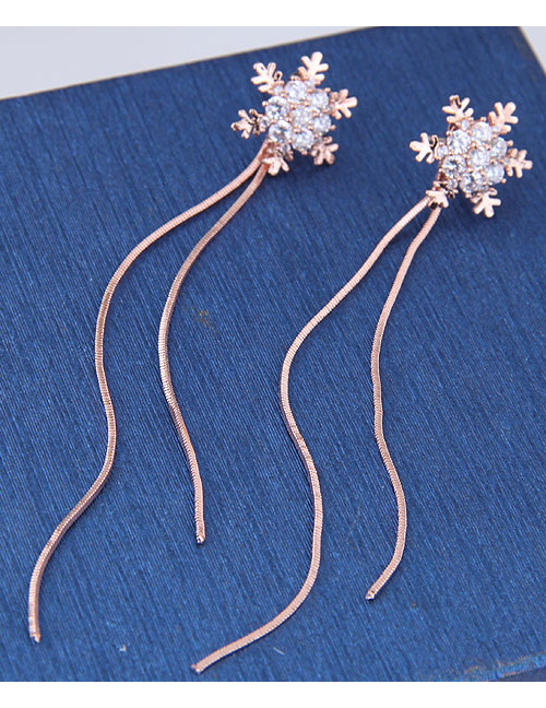 Fashion Gold Color Snowflower Shape Decorated Earrings