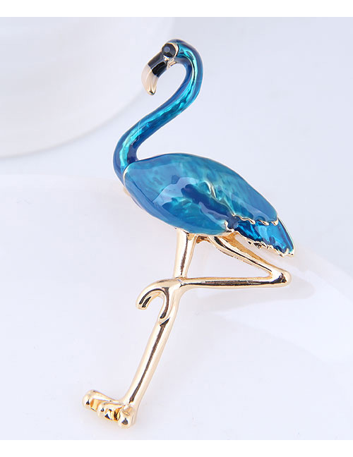 Fashion Blue Flamingo Shape Decorated Simple Brooch