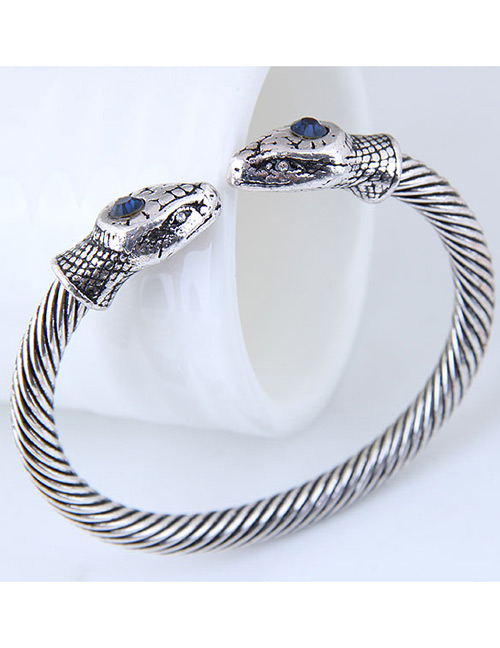Fashion Silver Color Snake Shape Design Pure Color Bracelet