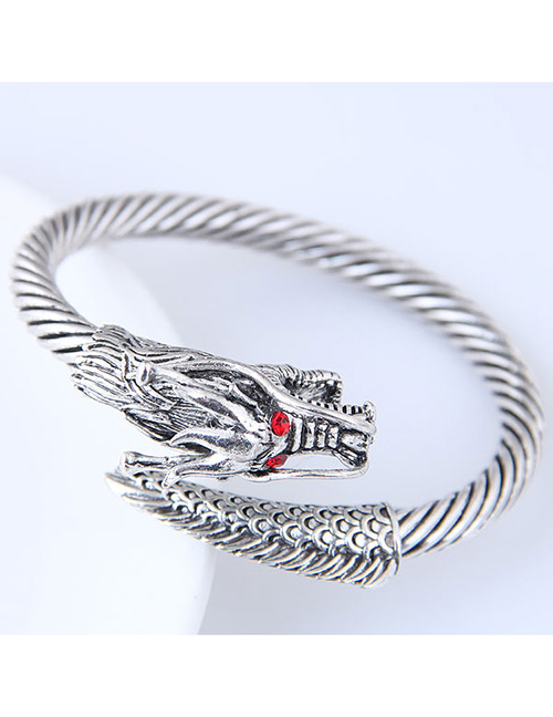 Fashion Silver Color+red Dragon Shape Design Pure Color Bracelet