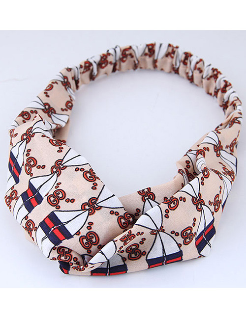 Sweet Pink+white Plato Pattern Decorated Wide Hair Band