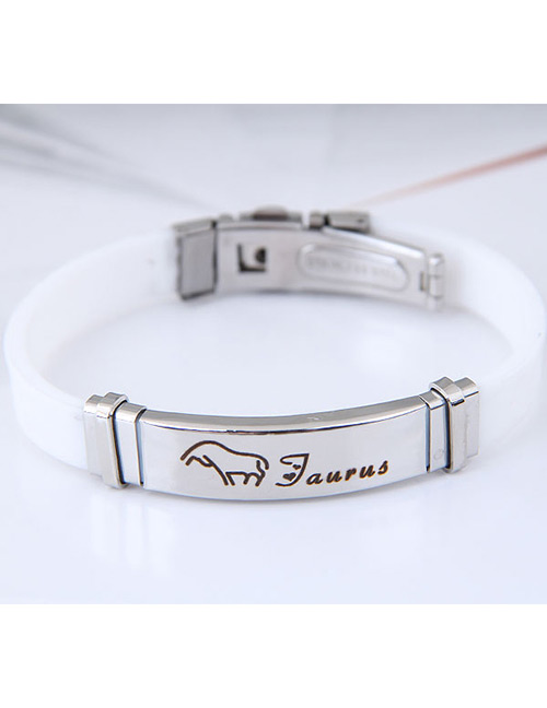 Fashion White Taurus Shape Pattern Decorated Bracelet