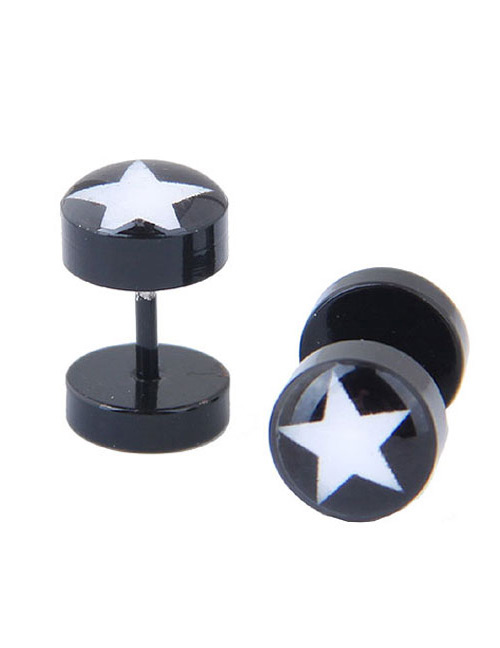 Fashion Black+white Star Pattern Decorated Earrings